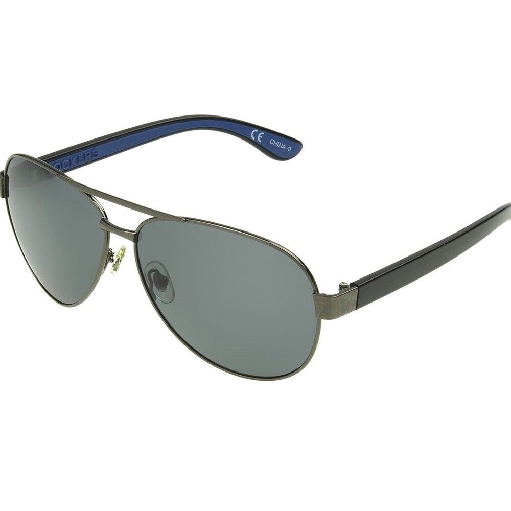 Dockers Men's Bo Sunglasses Polarized Aviator, Gunmetal, 54mm